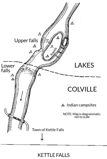 Map of Kettle Falls tribal settlement areas